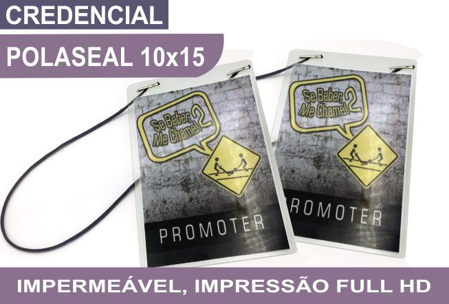 Credencial 10x15 Polaseal, Cordão Simples